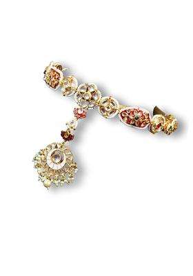 Viana Jewels Multicolor Aana Maangtikka Hairband for Women Brass Kundan Matha Patti Traditional Bridal