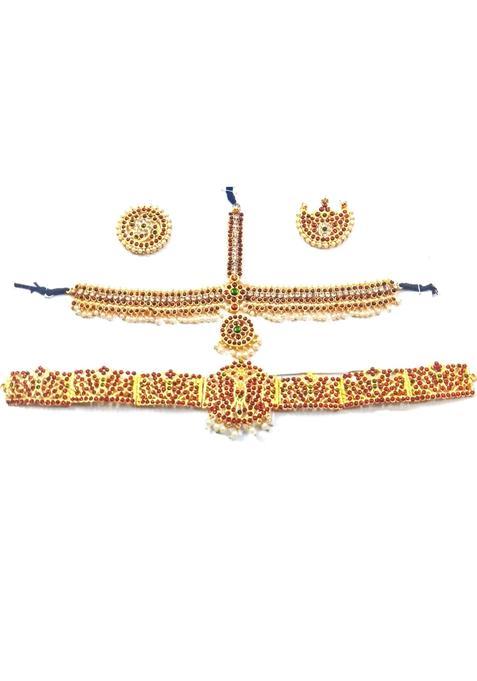 Red Elite Trade Bharatnatyam Belt and Maang Tikka Set