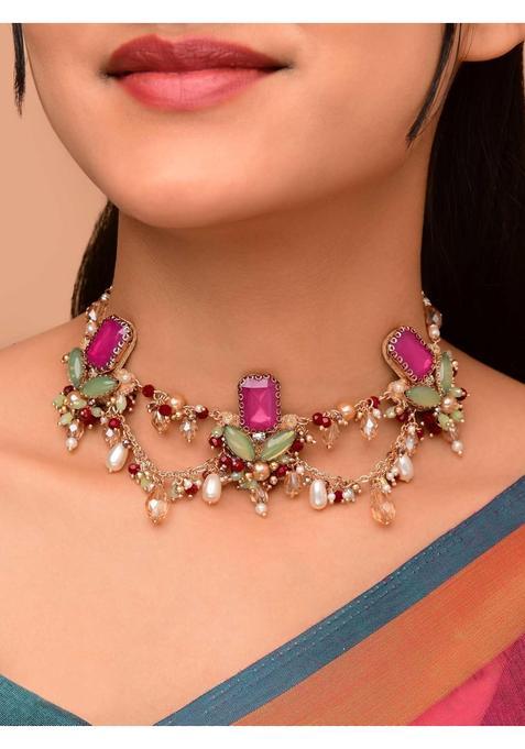 Sanjoya Gold Plated Traditional Embroidered Jewellery for Women and Girls