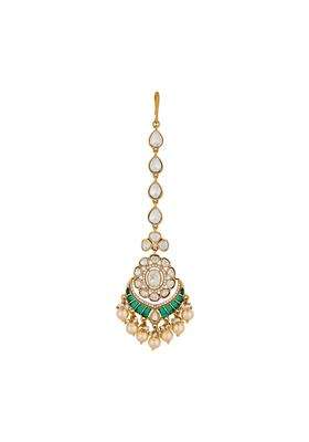 Kushals Fashion Jewellery Victorian Plated Kundan Maang Tikka for Women