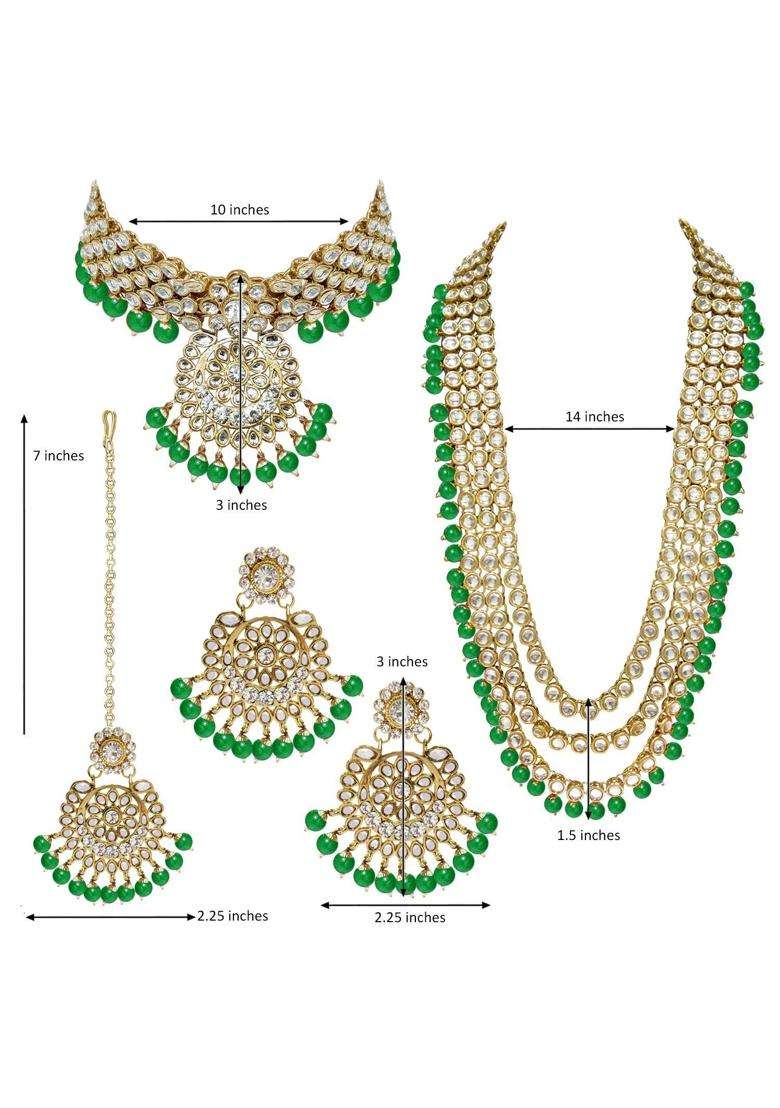 I Jewels Traditional 18K Gold Plated Kundan and Pearl Studded Bridal Choker Necklace Jewellery Set - Indya