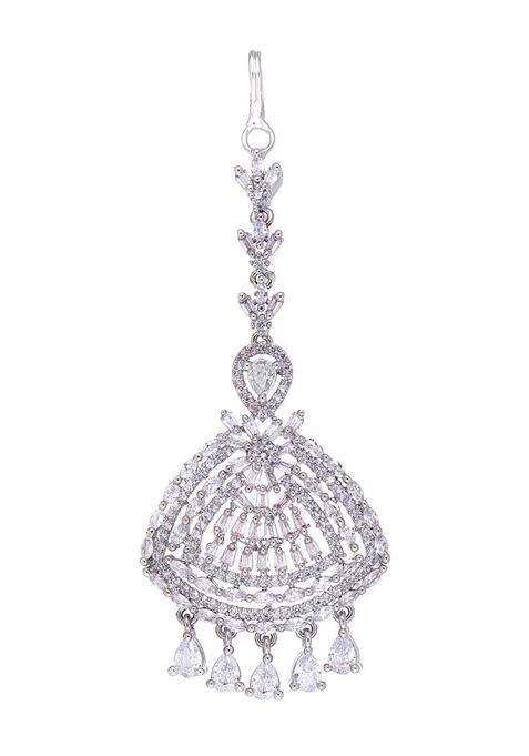 Yellow Chimes American Diamond Maang Tikka for Women High Grade Authentic AD Jewellery Maang Tikka for Women