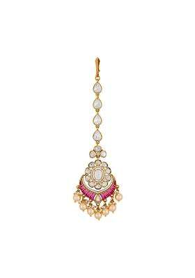 Kushals Fashion Jewellery Victorian Plated Kundan Maang Tikka for Women