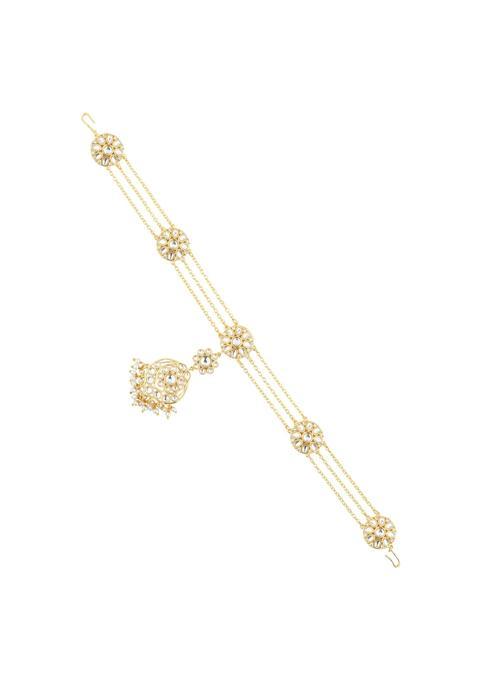 Voylla Gold Queens of Rajasthan Senvira Sheesh Patti for Women Wedding Bridal Dulhan Bridesmaid Traditional
