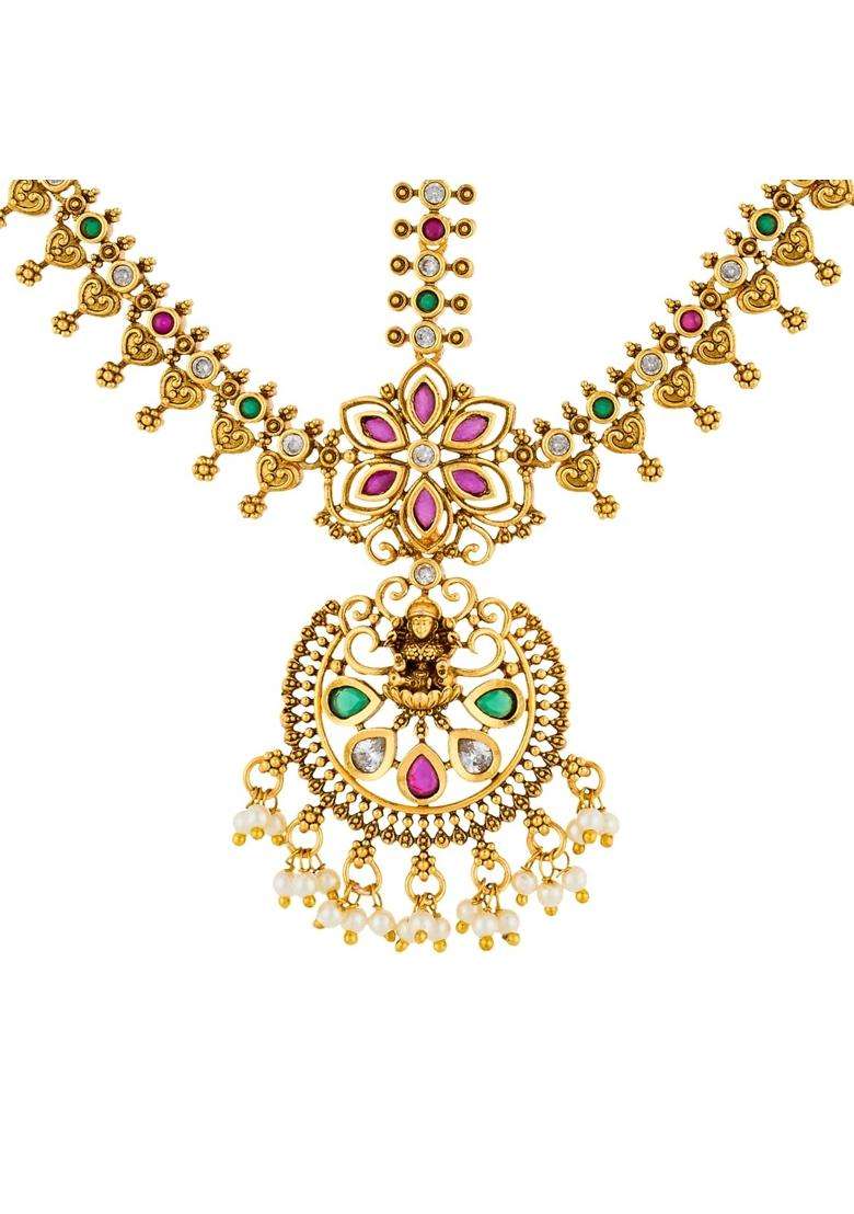 Kushals Fashion Jewellery Ruby Green Gold Plated Antique Maang Tikka for Women - Indya