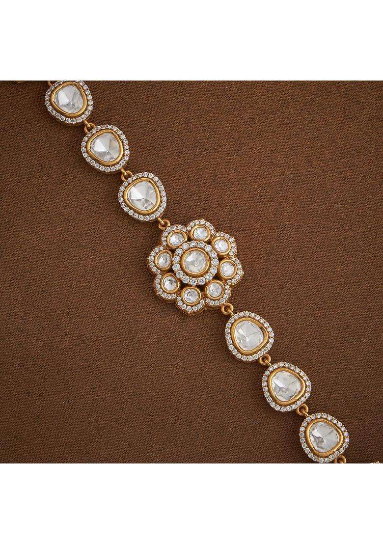 Kushals Fashion Jewellery White Victorian Plated Kundan Sheeshphool Tikka for Women - Indya