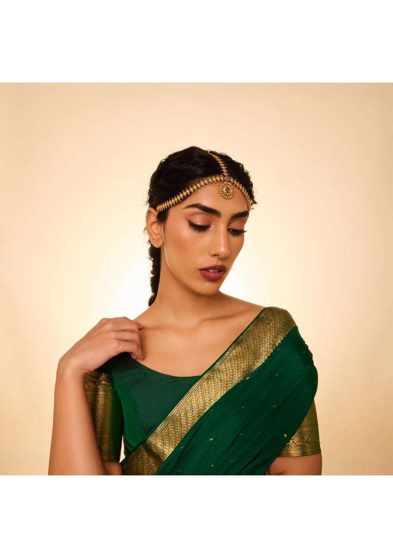 Kushals Fashion Jewellery Ruby Gold Plated Antique Mathapatti Tikka for Women - Indya