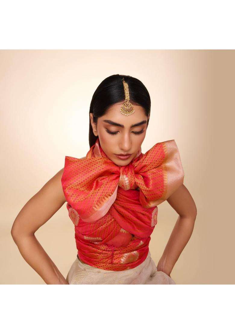 Kushals Fashion Jewellery Ruby Gold Plated Antique Maang Tikka for Women - Indya