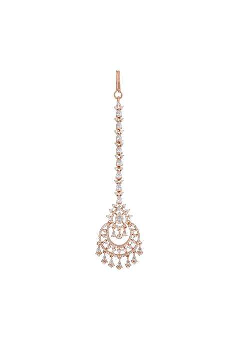 Kushals Fashion Jewellery White Zircon Maang Tikka for Women