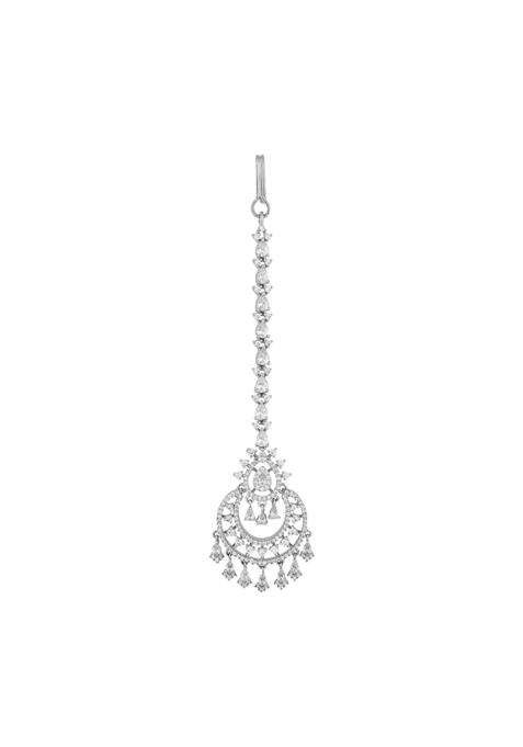 Kushals Fashion Jewellery White Zircon Maang Tikka for Women