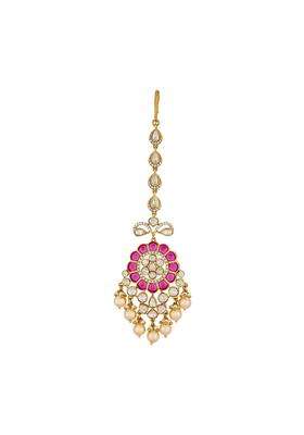 Kushals Fashion Jewellery Victorian Plated Kundan Maang Tikka for Women