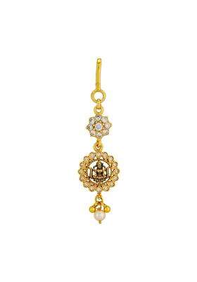 Kushals Fashion Jewellery White Oxidised Gold Plated 925 Silver Temple Maang Tikka for Women