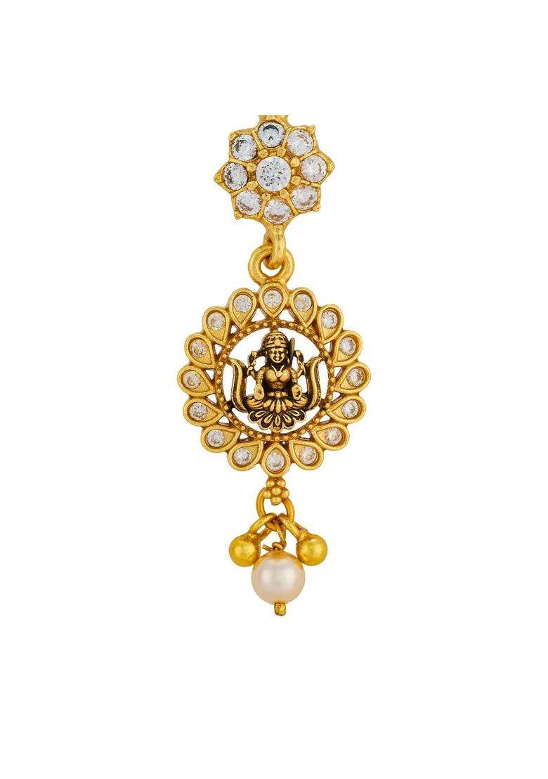 Kushals Fashion Jewellery White Oxidised Gold Plated 925 Silver Temple Maang Tikka for Women - Indya