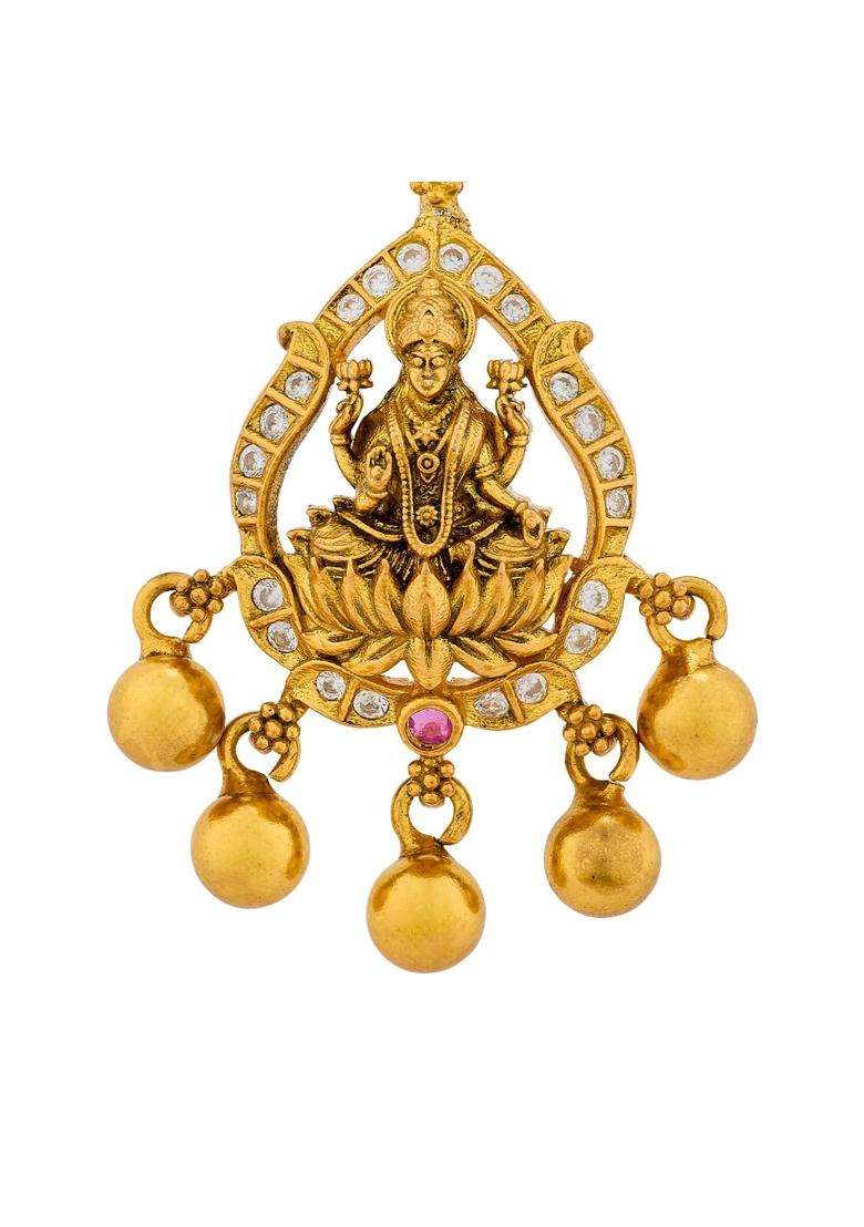 Kushals Fashion Jewellery Ruby Oxidised Gold Plated 925 Silver Temple Maang Tikka for Women - Indya