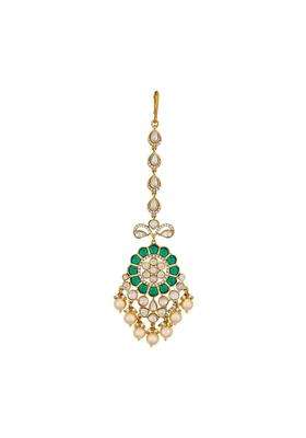 Kushals Fashion Jewellery Victorian Plated Kundan Maang Tikka for Women