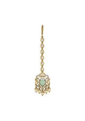 Kushals Fashion Jewellery Ruby Victorian Plated Kundan Maang Tikka for Women