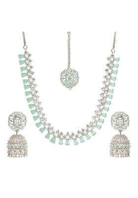 Youbella Jewellery for Women American Diamond Necklace Jewellery Set with Earring and Maang Tikka for Women