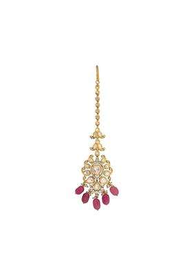 Kushals Fashion Jewellery Victorian Plated Kundan Maang Tikka for Women