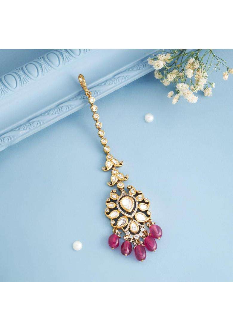Kushals Fashion Jewellery Victorian Plated Kundan Maang Tikka for Women - Indya