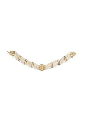 Kushals Fashion Jewellery White Victorian Polished Copper Kundan Tikka Best for Bridesmaids