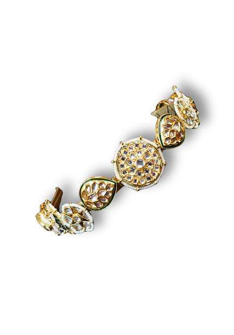 Viana Jewels Multicolor Apara Maangtikka Hairband for Women Brass Kundan Matha Patti Traditional Bridal