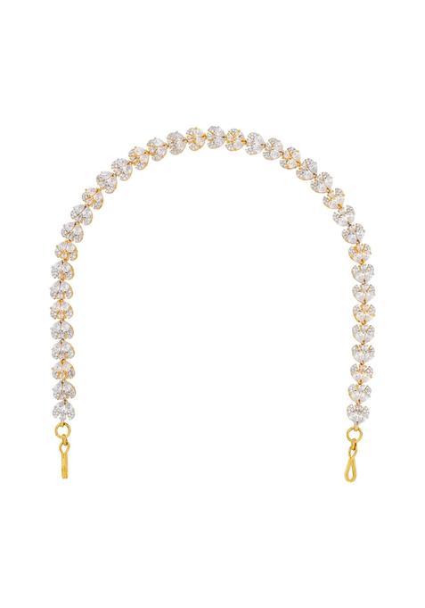 Kushals Fashion Jewellery White Rhodium Gold Plated Zircon Sheeshphool Tikka for Women