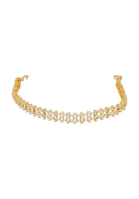 Kushals Fashion Jewellery White Rhodium Gold Plated Zircon Sheeshphool Tikka for Women