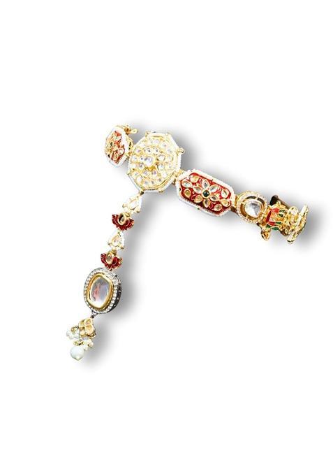 Viana Jewels Multicolor Apala Maangtikka Hairband for Women Brass Kundan Matha Patti Traditional Bridal