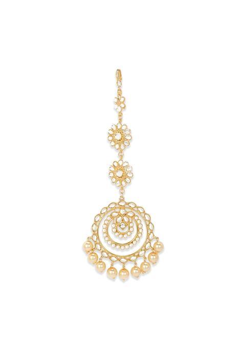 Accessher Gold Plated Gold Color Round Maang Tika