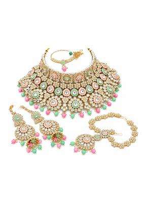 Bridal Choker Necklace Set Kundan Tikka