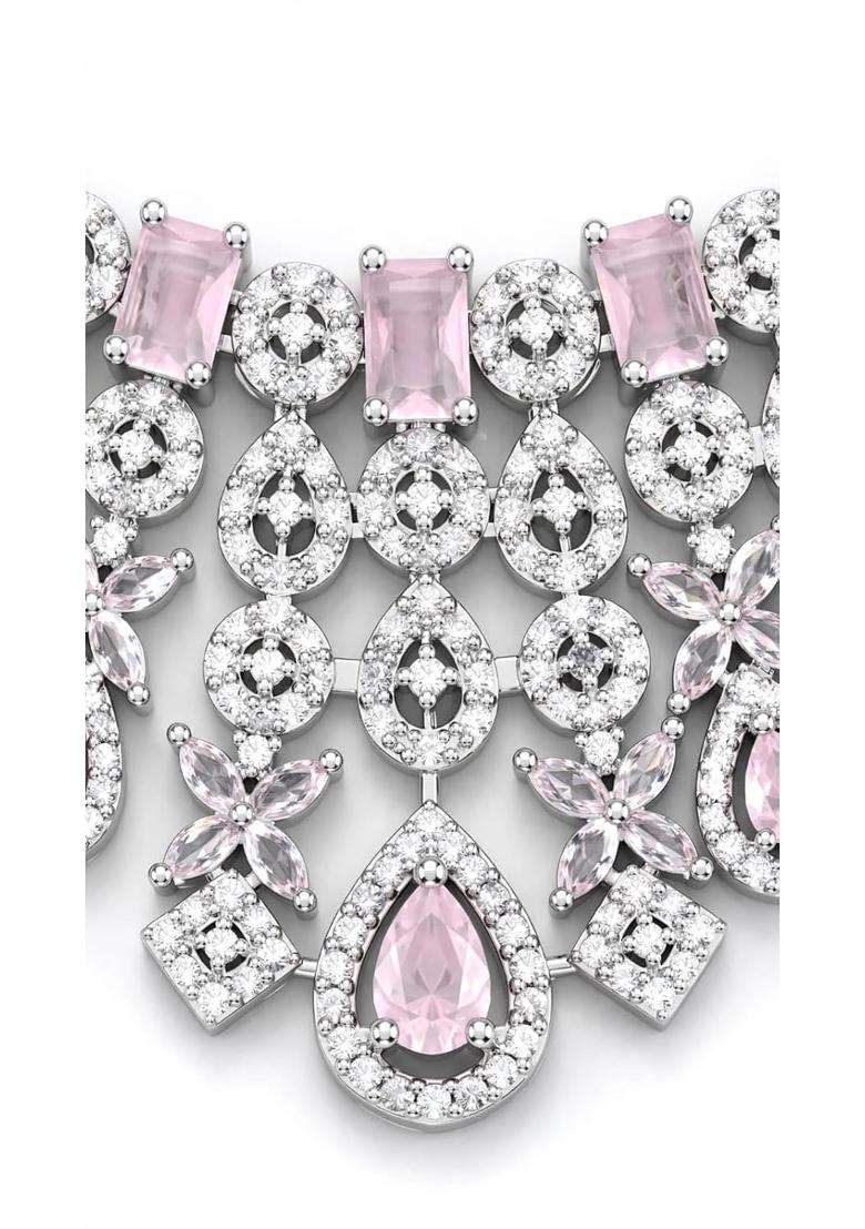 Swift Venture Womens Crystal Necklace Set with Matching Earrings and Maang Tikka - Indya