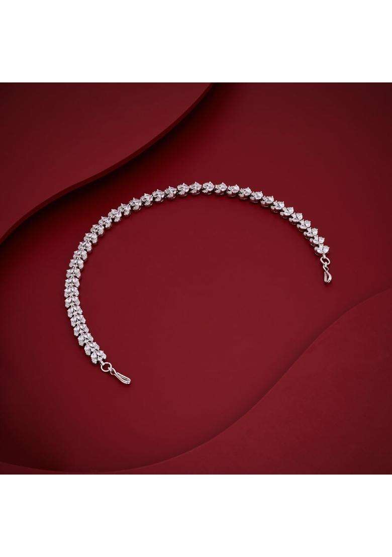 Kushals Fashion Jewellery White Rhodium Gold Plated Zircon Sheeshphool Tikka for Women - Indya