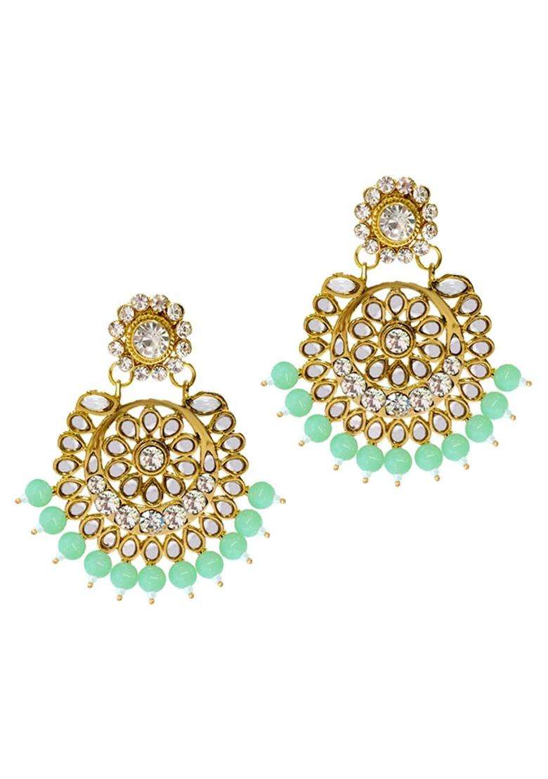I Jewels Traditional 18K Gold Plated Kundan and Pearl Studded Bridal Choker Necklace Jewellery Set - Indya