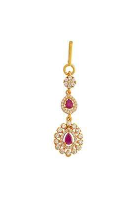 Kushals Fashion Jewellery Ruby Gold Polished 925 Silver Temple Tikka Best for Bridesmaids