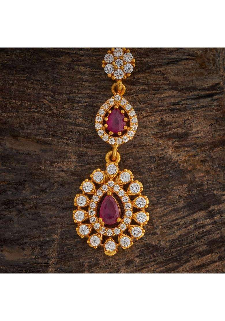 Kushals Fashion Jewellery Ruby Gold Polished 925 Silver Temple Tikka Best for Bridesmaids - Indya