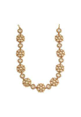 Kushals Fashion Jewellery White Victorian Plated Kundan Sheeshphool Tikka for Women