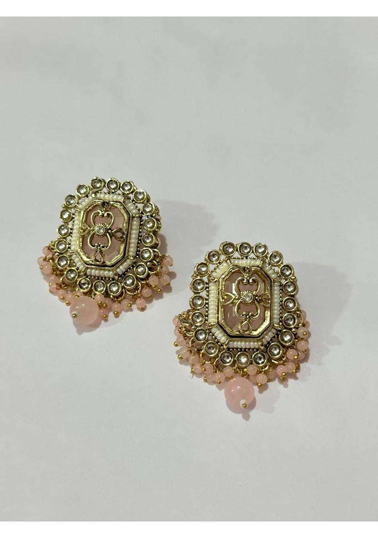 Kundan Choker Necklace Set with Earrings and Maang Tikka Lavender Colour - Indya