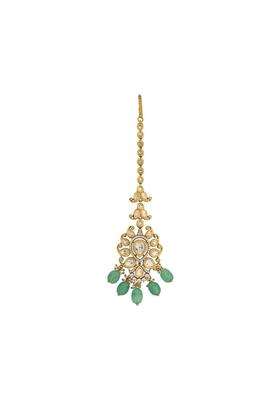 Kushals Fashion Jewellery Victorian Plated Kundan Maang Tikka for Women