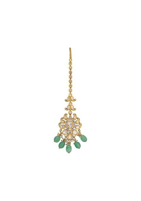 Kushals Fashion Jewellery Victorian Plated Kundan Maang Tikka for Women