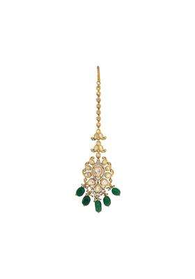 Kushals Fashion Jewellery Victorian Plated Kundan Maang Tikka for Women