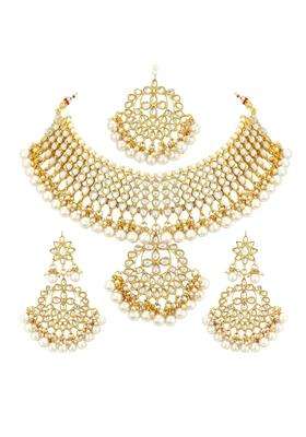 Aheli Indian Traditional Maang Tikka with Kundan Necklace Earrings Set Ethnic Wedding Party Designer Jewelry