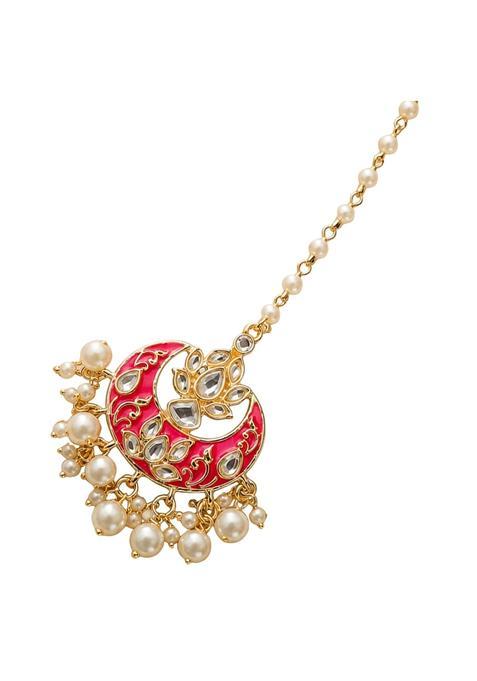 Lovenspire Kundan Chand Tikka with Gold Plating Indian Traditional Maang Tikka Pakistani