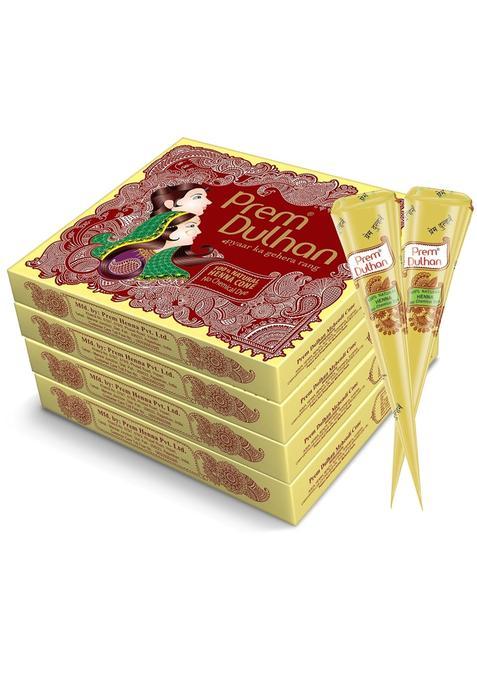 Prem Dulhan Mehendi Cones Pure Henna Leaves Mahandi Paste Cones Box for Hand Design Set of 60