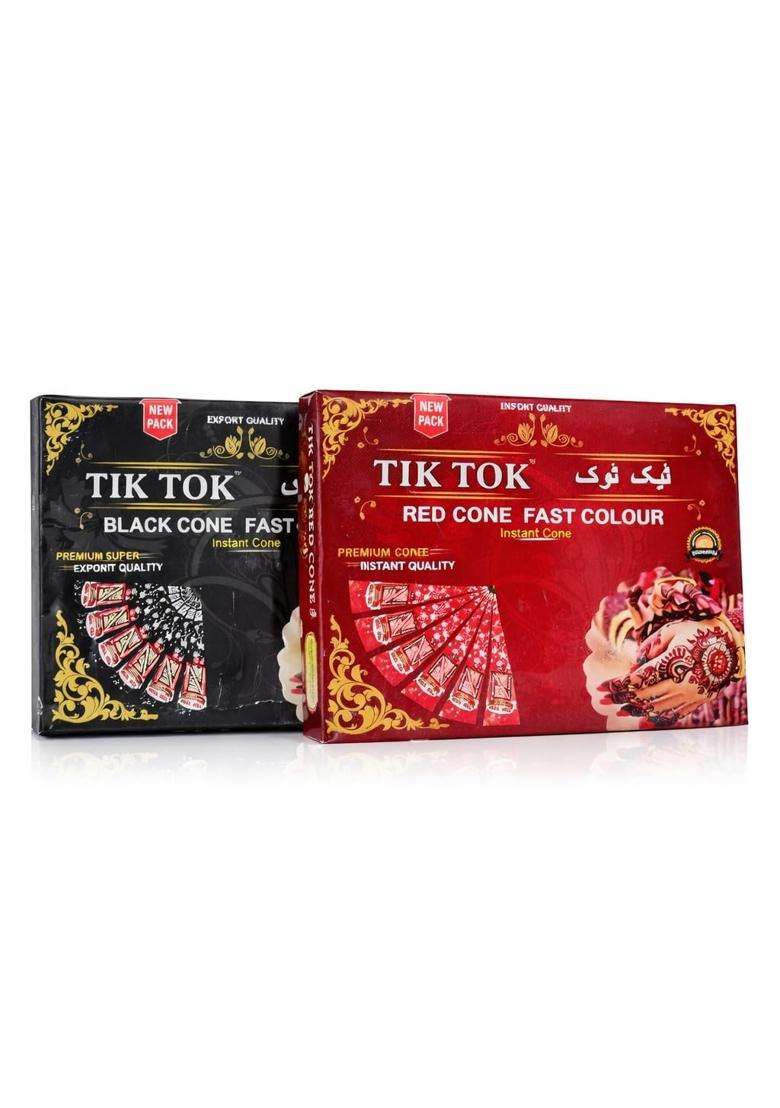 The Altamash Fast Colour Tik Tok Red Mehendi Cone and Altamash Fast Colour Tik Tok Black Mehendi Cone Combo - Indya