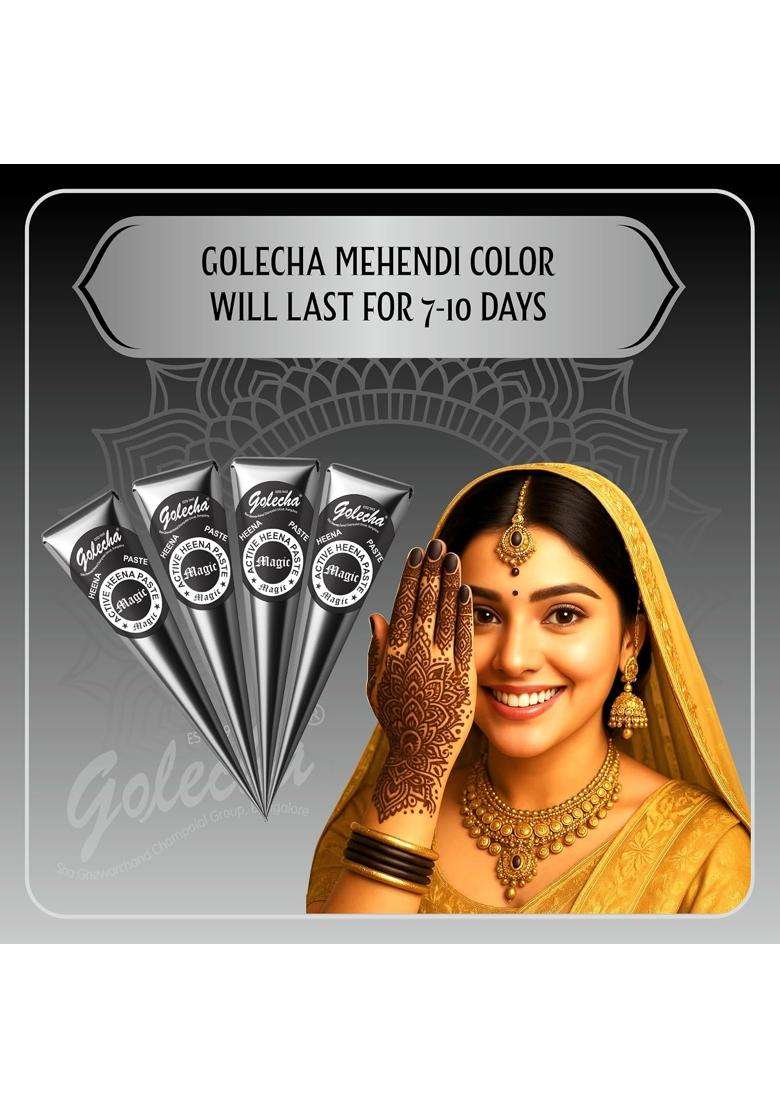 Golecha Silver Series Black Mehendi Cones 4 Cones Per Box Pack of 6 - Indya