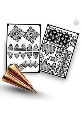 Amyras Black Extra Large Mehndi Hand Henna Tattoo Stickers Bridal Designer Temporary Henna Mehndi Tattoos
