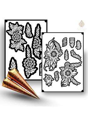 Amyras Black Extra Large Mehndi Hand Henna Tattoo Stickers for Women and Girls