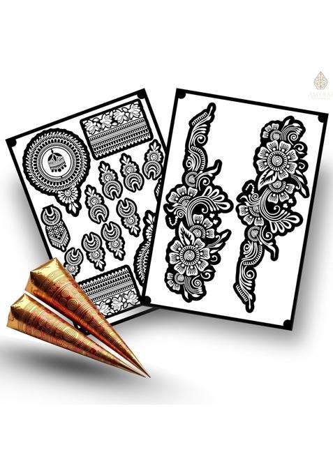 Amyras Black Extra Large Bridal Mehndi Hand Henna Tattoo Stickers