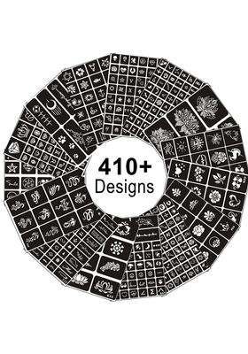 Ivanas Henna Temporary Tattoo Stencil Templates Kit Black M D10 Pack of 24