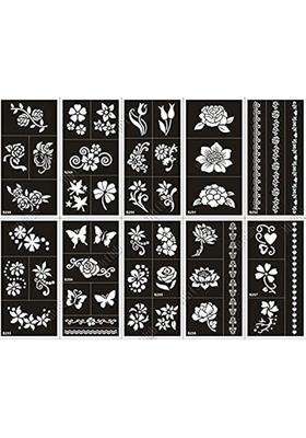 Xmasir 10 Sheet Henna Tattoo Stencil Kit for Women Body Art